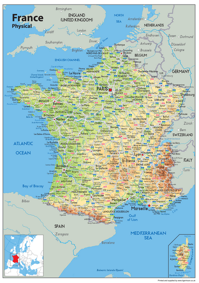 France Physical Map– I Love Maps
