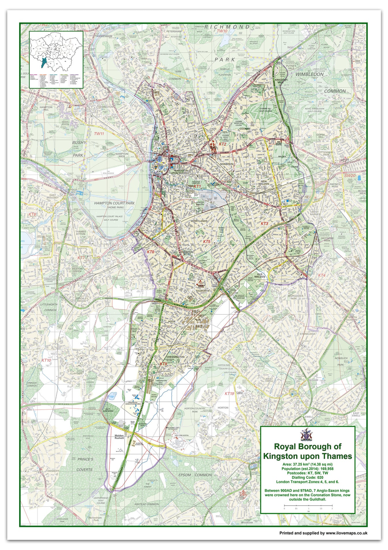 Kingston upon Thames London Borough Map– I Love Maps