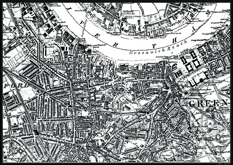Personalised 2.9km x 2km 19th Century Historical Map