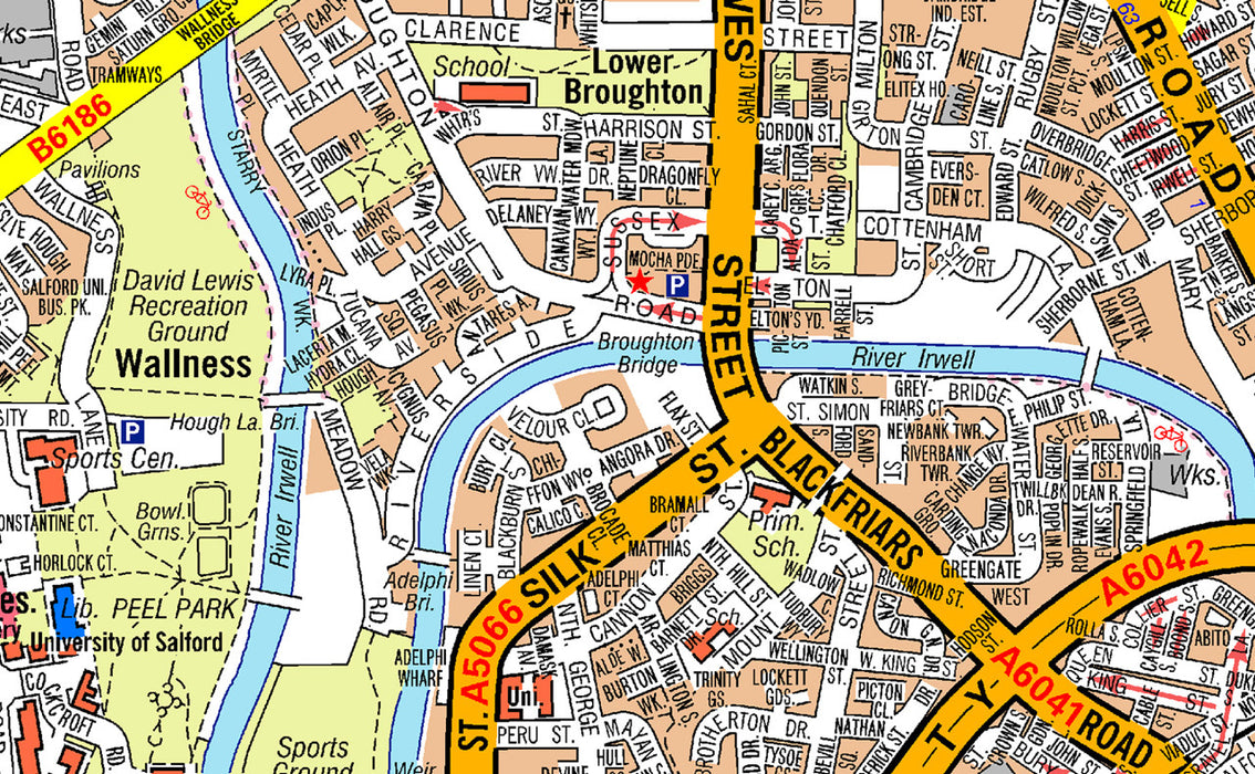 An extract from an A-Z Map of Manchester covering Moston Newall Green Newton Heath Northenden Northern Moor Openshaw Peel Hall Rusholme Sharston Whalley Range Withington Woodhouse Park Wythenshawe