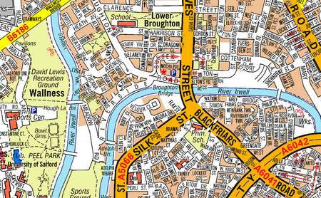 An extract from an A-Z Map of Manchester covering Moston Newall Green Newton Heath Northenden Northern Moor Openshaw Peel Hall Rusholme Sharston Whalley Range Withington Woodhouse Park Wythenshawe