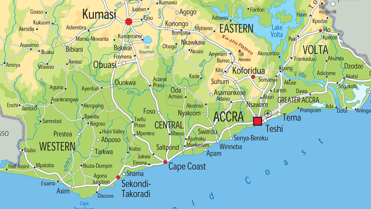 Ghana Physical Map