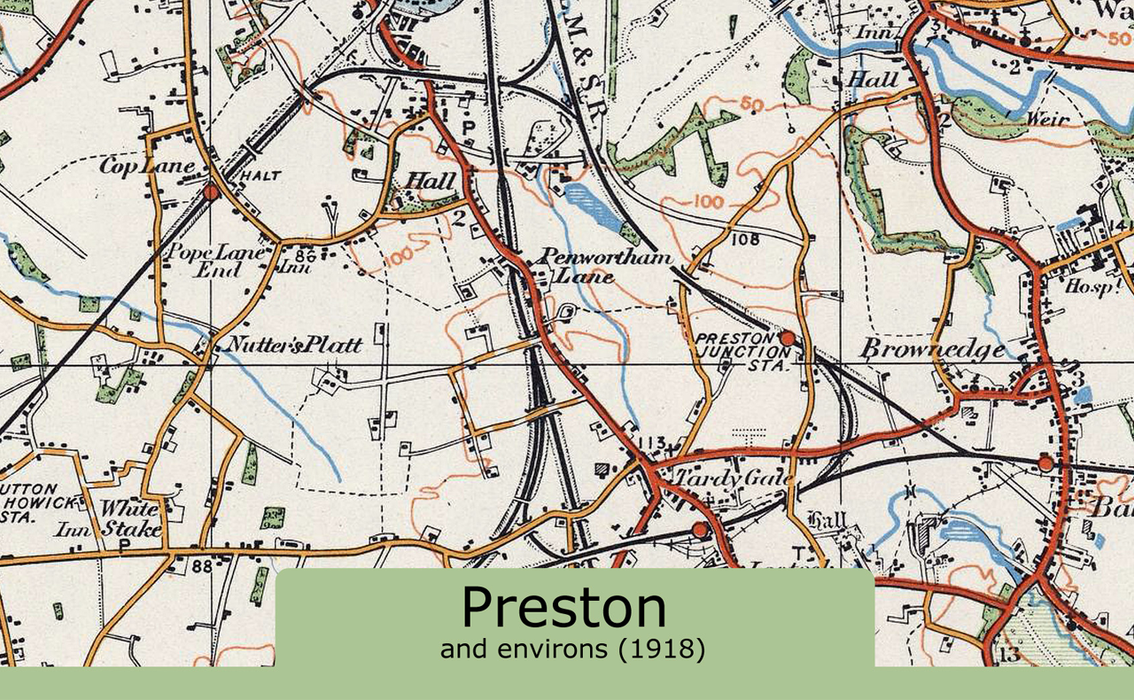 Preston and Environs Ordnance Survey Map 1920