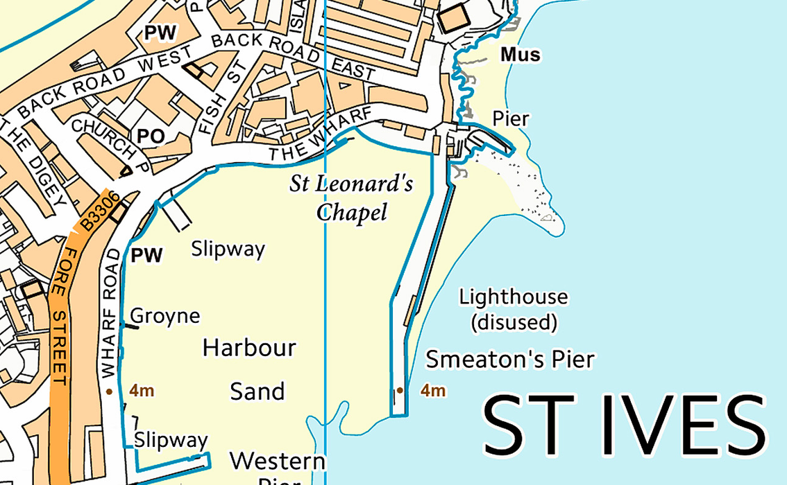St Ives Street Coastal Area Map