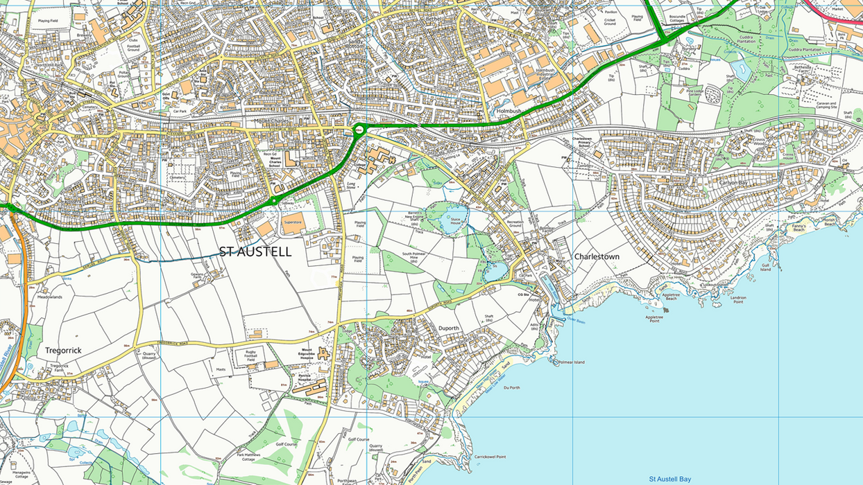 St Austell Street Coastal Area Map