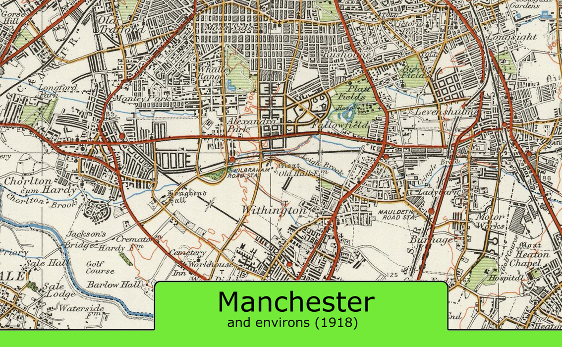 Manchester and Environs Ordnance Survey Map 1920