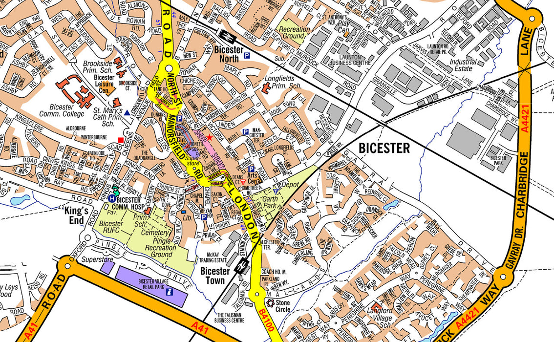 Bicester 5k x 5k A-Z Map