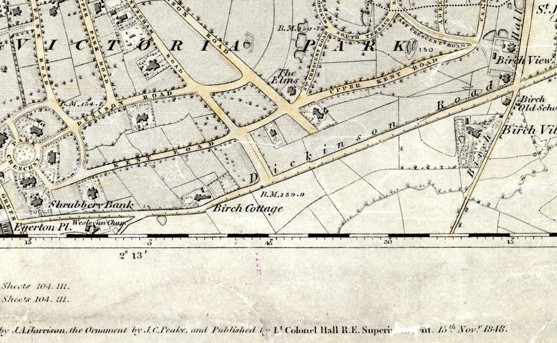Historical 1848 Map of Manchester Ordnance Survey Map