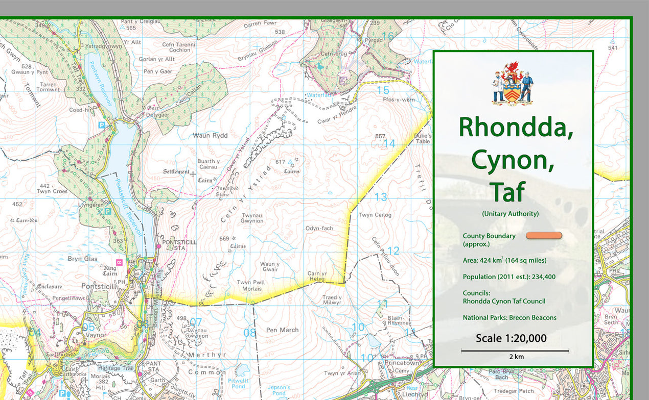 Map Outlining Rct Rhondda Cynon Taf County Map– I Love Maps
