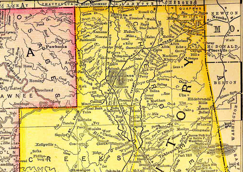 Western Portion of Oklahoma 1895 Map