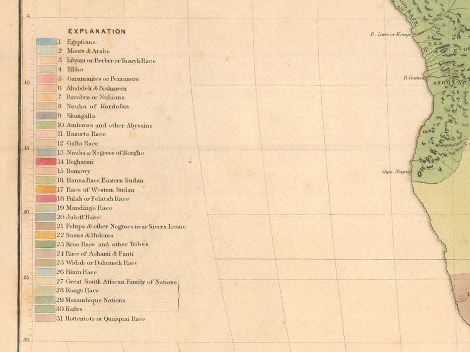 Ethnographical Map of Africa By Dr Prichard 1851