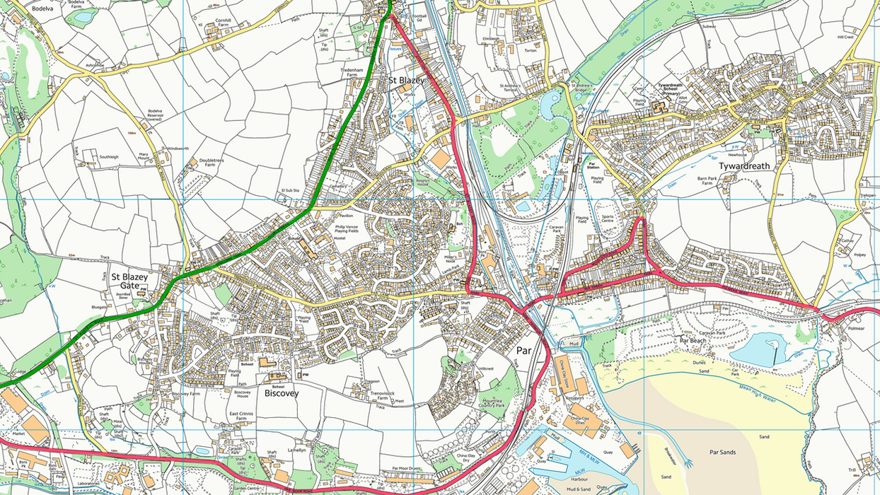 St Austell Street Coastal Area Map