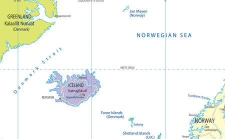Extract from european map showing Iceland