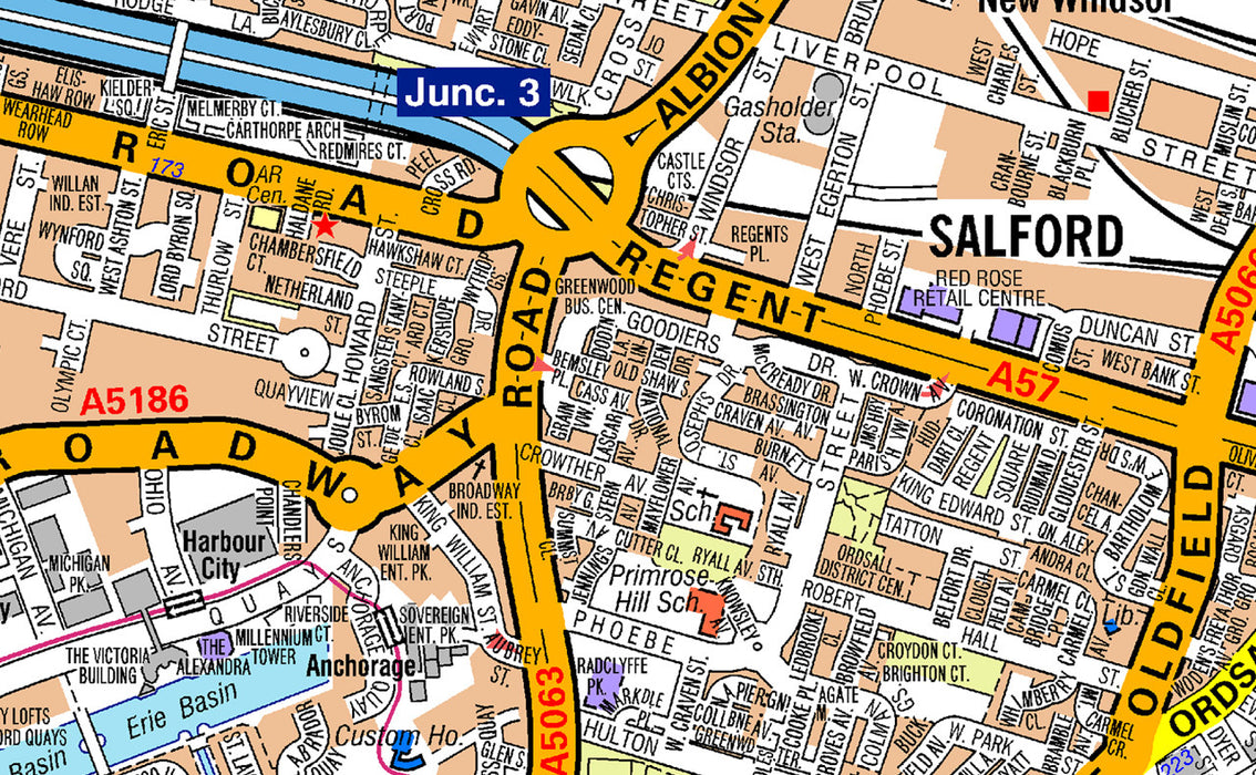 An extract from an A-Z Map of Manchester