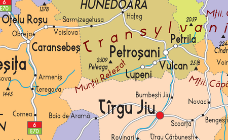 Extract from a political map of Romania showing Pertrosani