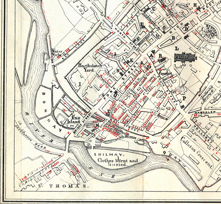 Thomas Shapter Cholera Map of Exeter 1832