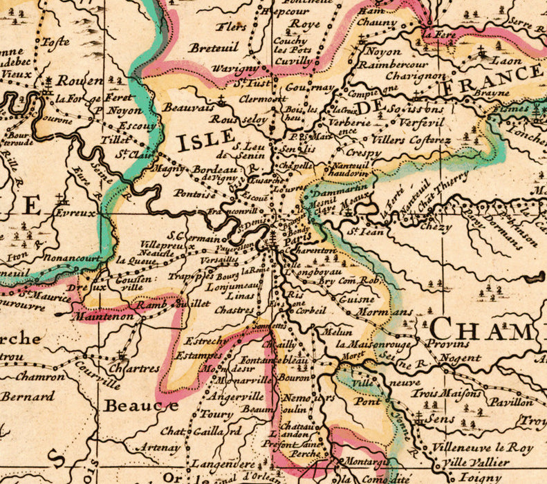 John Senex Post Map of France 1719