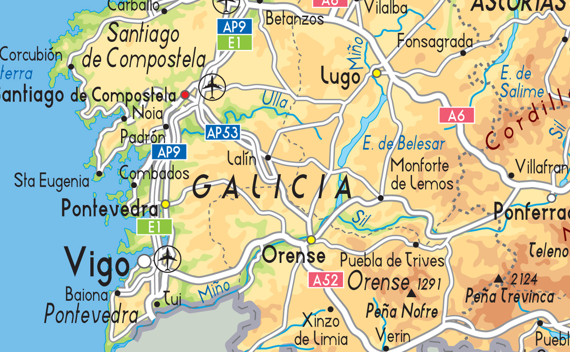 Extract from physical map of Spain