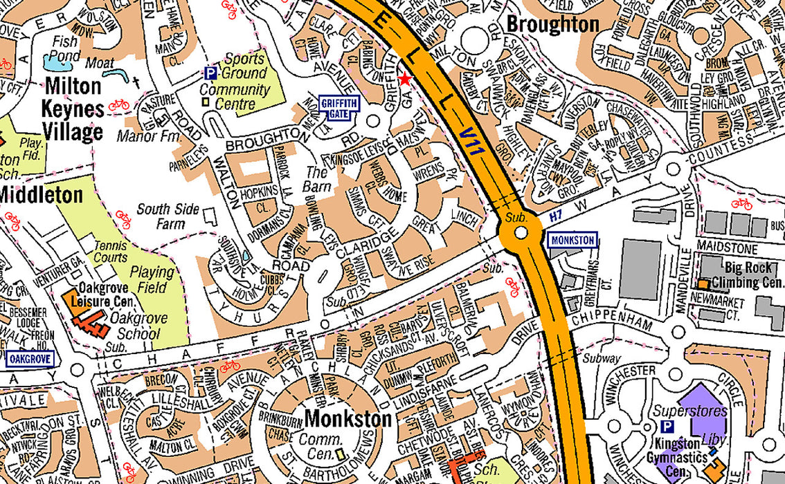 Extract from Milton Keynes a-z map