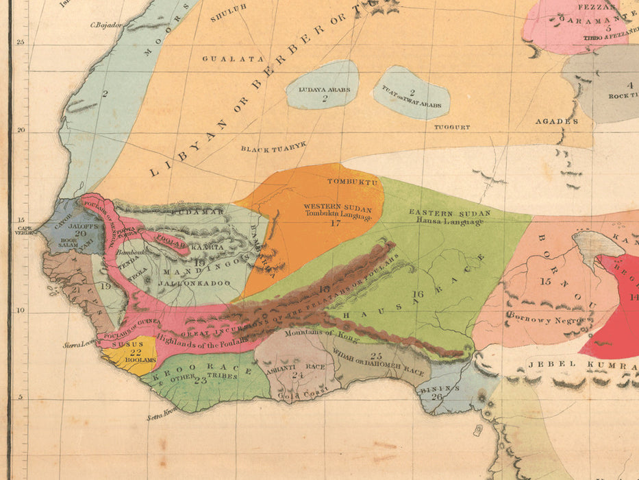 Ethnographical Map of Africa By Dr Prichard 1851