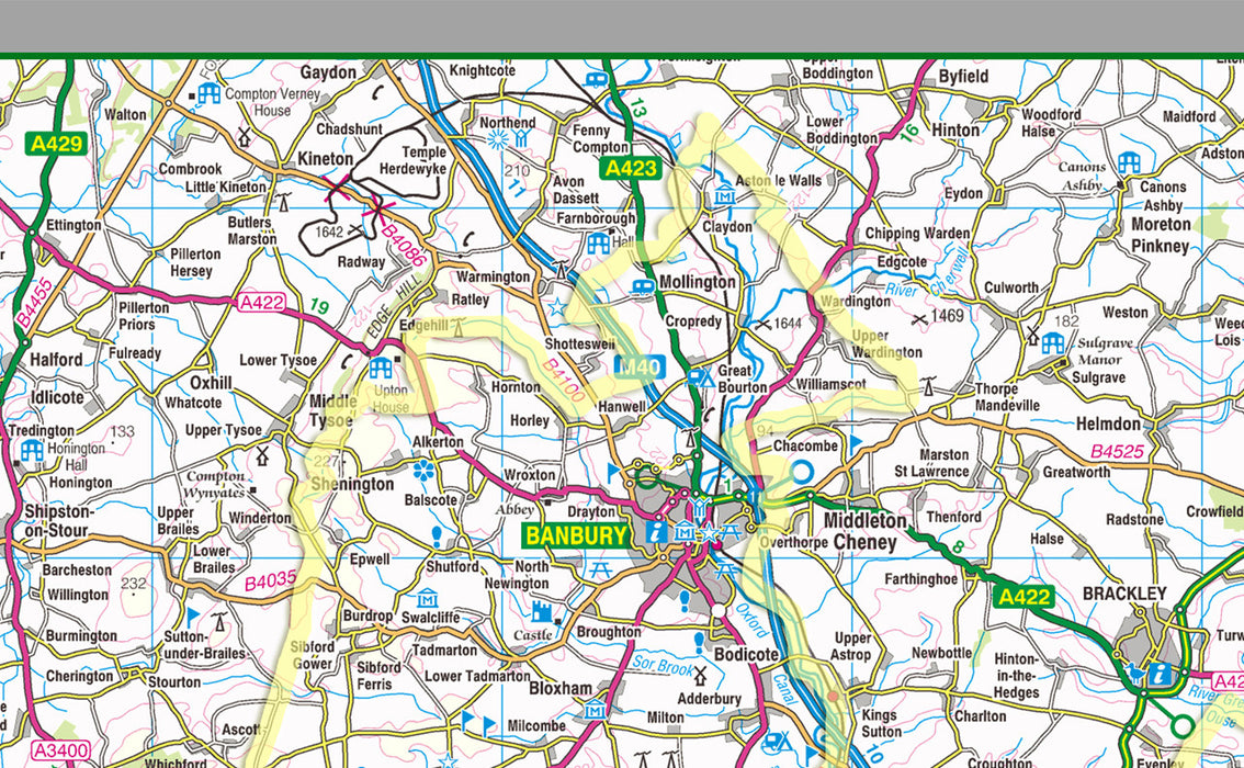 Oxfordshire, a county in England, UK.  This map covers the City of Oxford and towns:      Banbury     Bicester     Kidlington     Chipping Norton     Carterton     Witney     Thame     Chinnor     Abingdon-on-Thames     Wantage     Didcot     Wallingford     Henley-on-Thames   and the Districts of:      Oxford     Cherwell     Vale of White Horse     West Oxfordshire South Oxfordshire