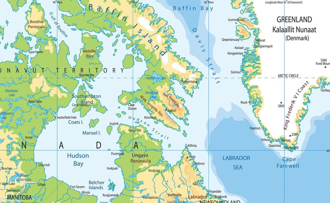 Map of the continent of North America showing Hudson Bay. The largest urban areas are: New York City Mexico City Los Angeles Chicago Boston Toronto Dallas–Fort Worth San Francisco Bay Area Houston Miami Philadelphia