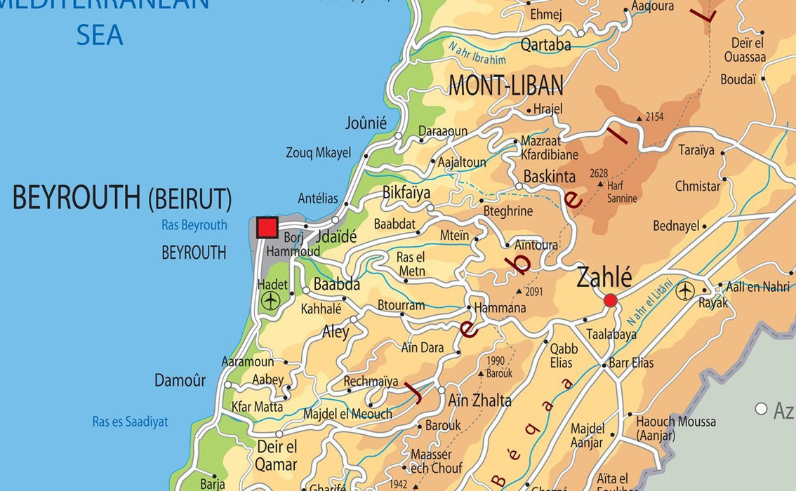 Lebanon Physical Map