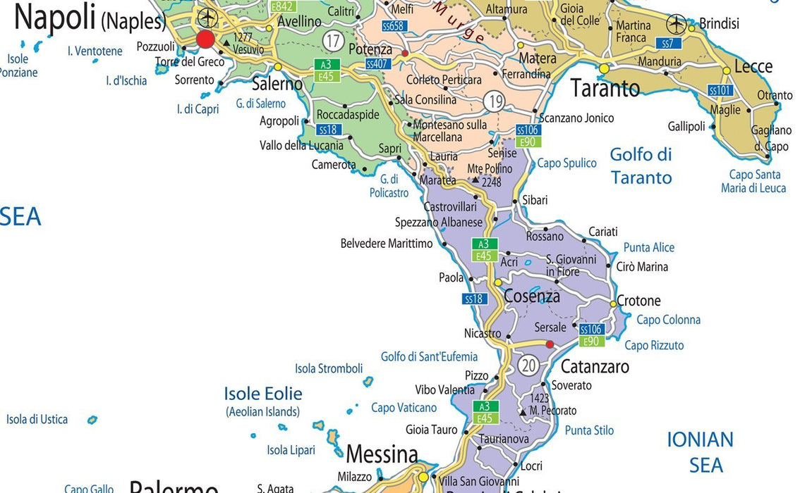 Extract from Italian Political Map showing Naples