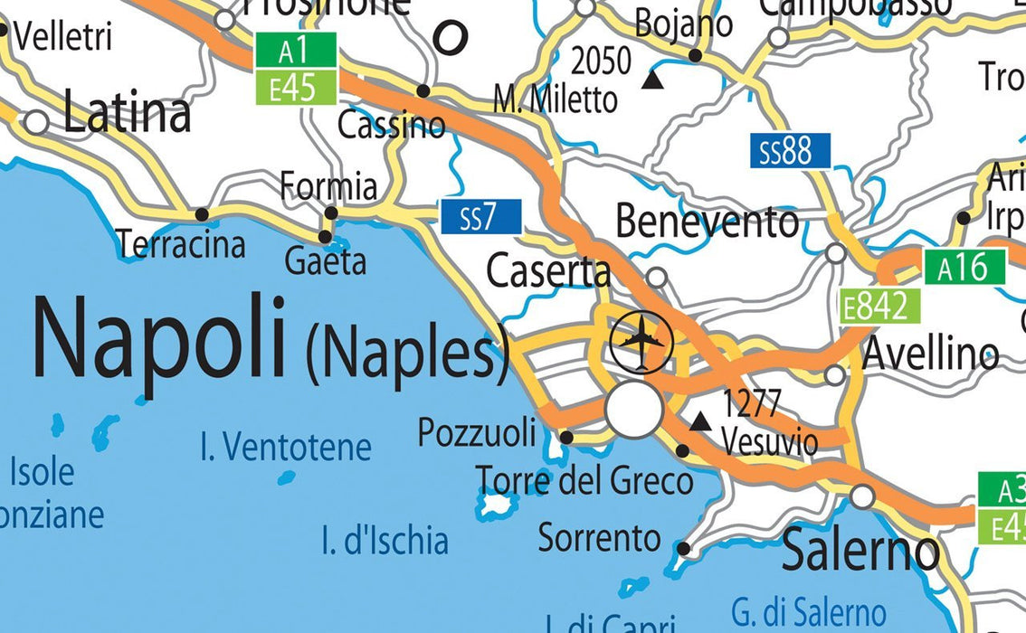 Extract from Italy Road Map showing Naples