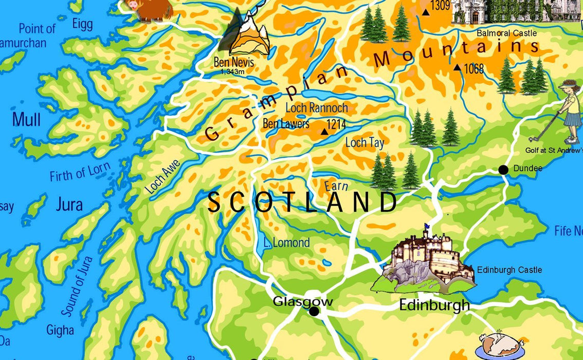 Children's Illustrated Map of the United Kingdom