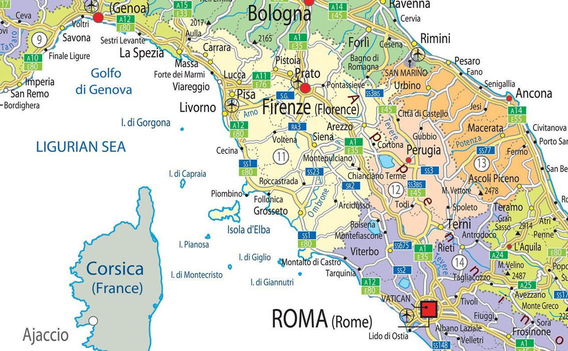 Extract from Italy Political Map showing Rome
