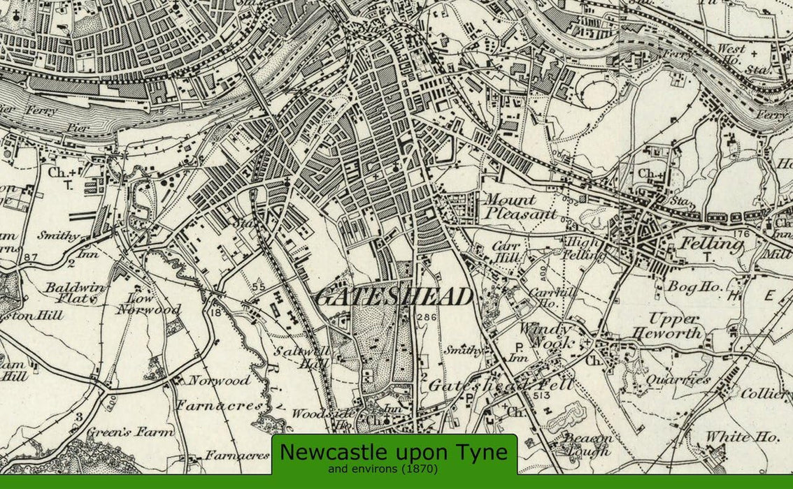 Newcastle and Environs - Ordnance Survey of England and Wales 1870 Series