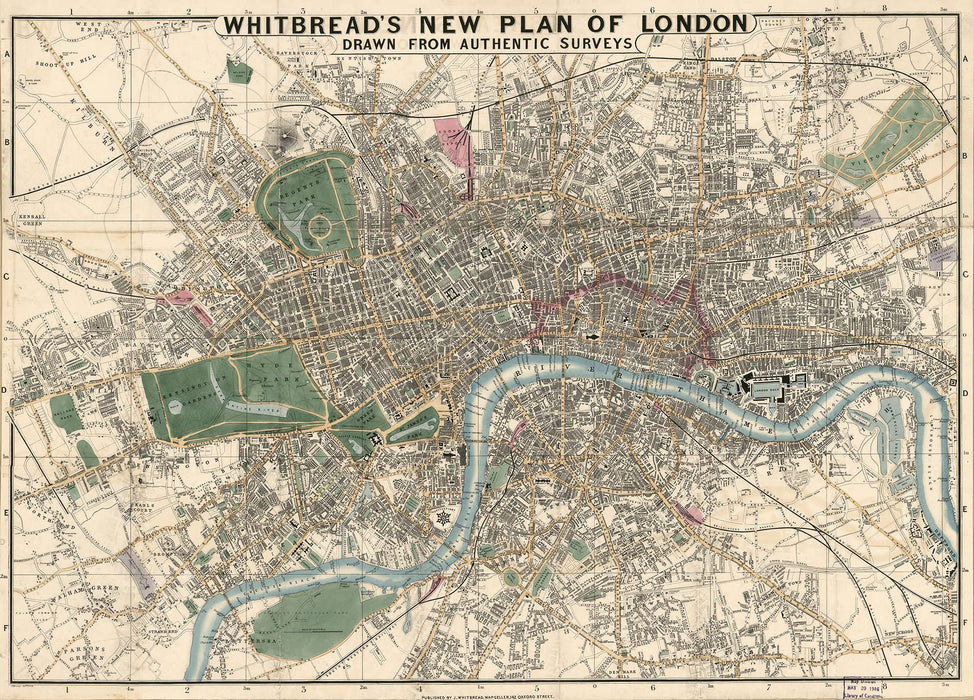 Antique 1853 New Plan of London by J. Whitbread