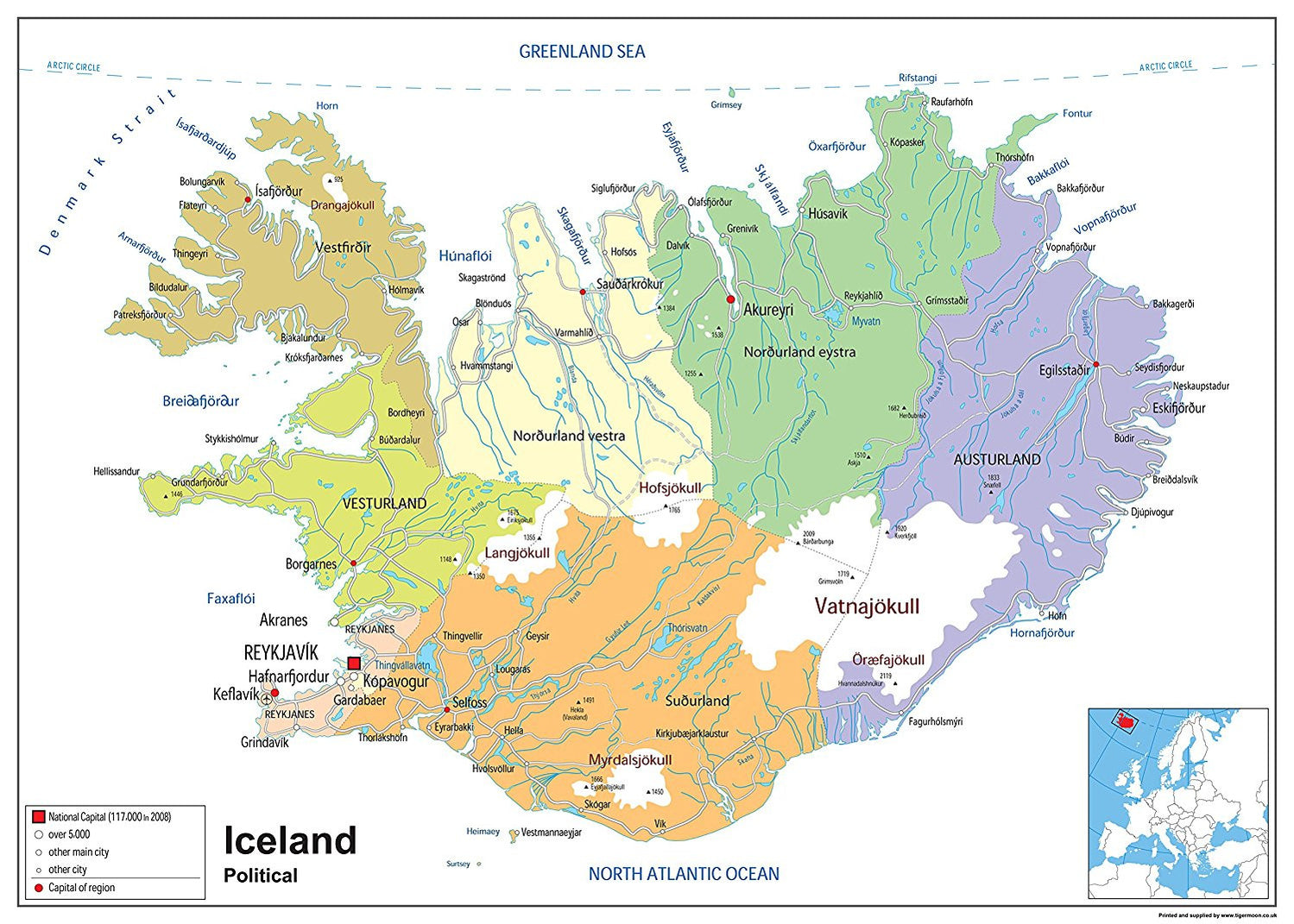 Iceland Political Map– I Love Maps