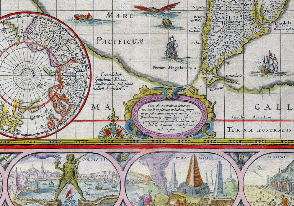Antique 1635 World Map by Willem Blaeu
