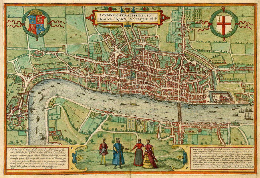 1572 - Map of Elizabethan London by Braun & Hogenberg