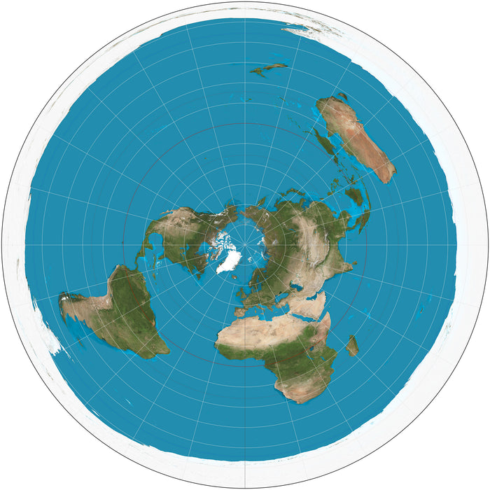Flat Earth Map 100cm x 100cm - Paper Laminated