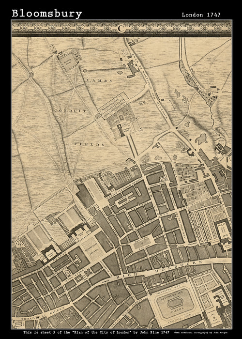 John Rocques New Map of London 1746 Bloomsbury