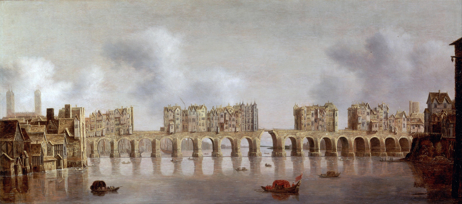 View of Old London Bridge by Claude de Jongh - Large Landscape