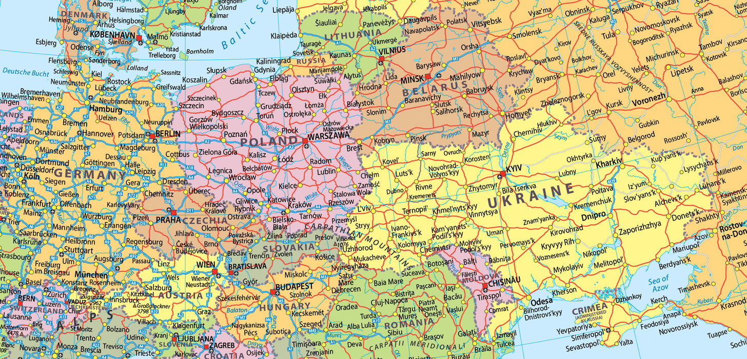 Europe Map - Paper Laminated