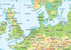 Extract from Europe Map: An informative and educational physical map of Europe. Europe is a continent located in the Northern & Eastern Hemispheres, bordered by the Arctic Ocean to the north, the Atlantic Ocean to the west, the Mediterranean Sea to the south, and Asia to the east. Europe is generally accorded the status of a full continent because of its great physical size and the weight of its history and traditions.