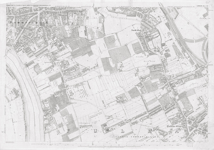 London 1872 Ordnance Survey Map - Sheet LII - Fulham