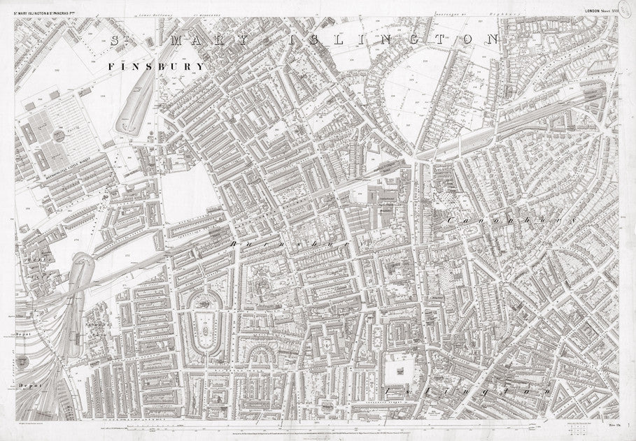 London 1872 Ordnance Survey Map - Sheet XVII - Islington