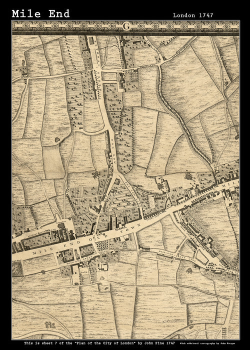 John Rocques New Map of London 1746 Mile End - Size A2