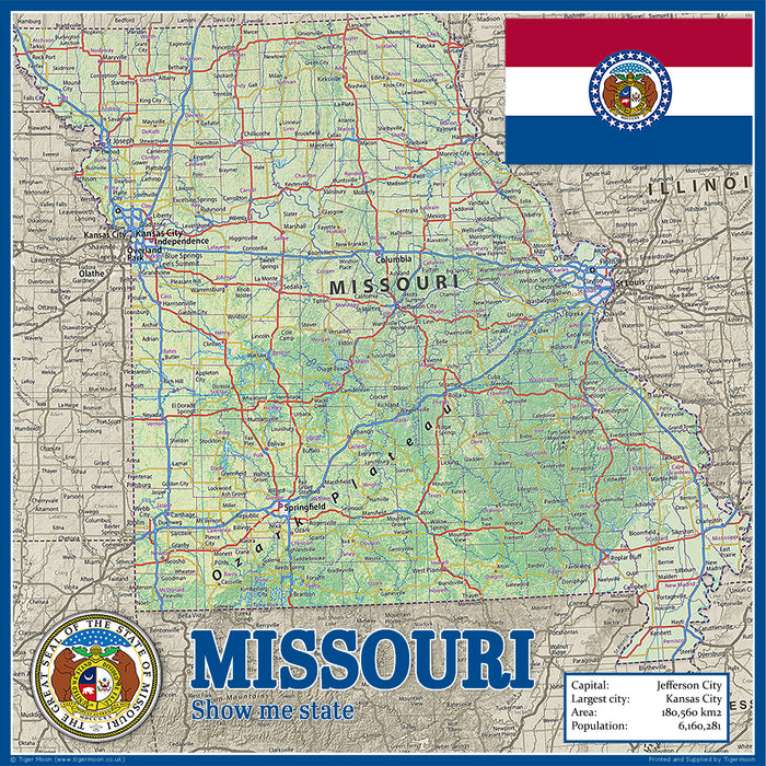 Missouri Physical State Map– I Love Maps