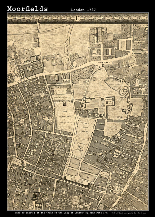 John Rocques New Map of London 1746 Moorfields -size A2