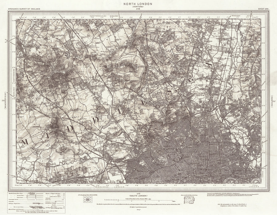 North London Ordnance Survey Map Dated 1869