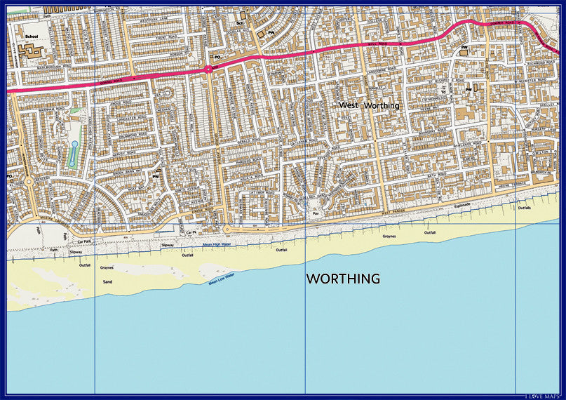 Personalised 2.9km x 2km 1:10 000 Ordnance Survey Map