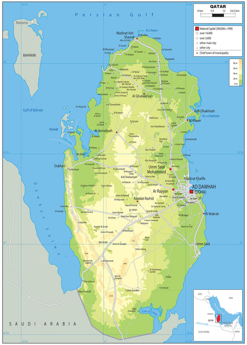 Qatar Physical Map