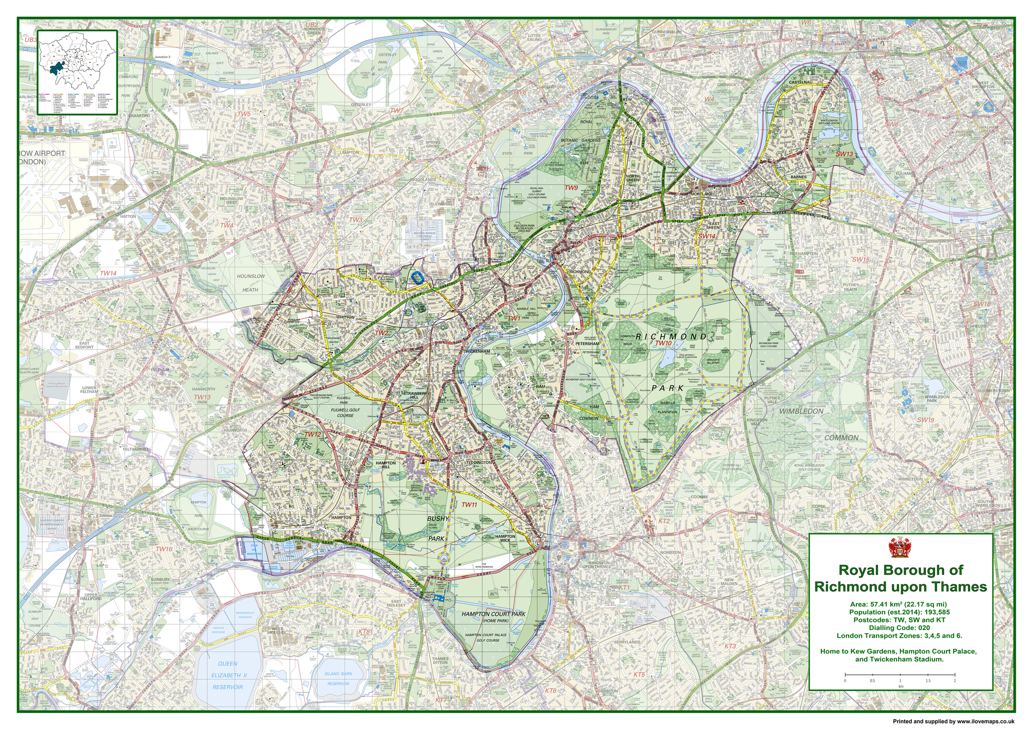 Richmond upon Thames London Borough Map- I Love Maps